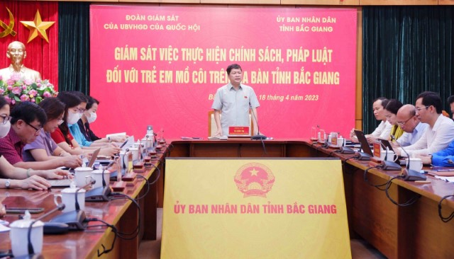 ỦY BAN VĂN HÓA, GIÁO DỤC LÀM VIỆC VỚI UBND TỈNH BẮC GIANG VỀ VIỆC THỰC HIỆN CHÍNH SÁCH, PHÁP LUẬT VỚI TRẺ EM MỒ CÔI